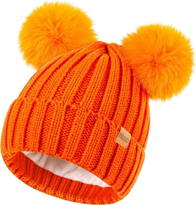 PIOZAED Women's Winter Warm Knit Beanie with Faux Fur Pom Skull Cap Cozy Fleece Lined Hat for Women - Image 1